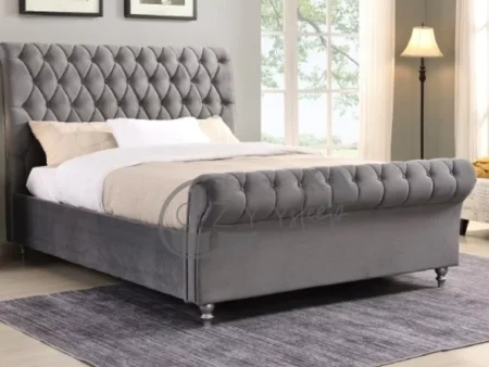 Azzurra Chesterfield Sleigh Bed with mattress