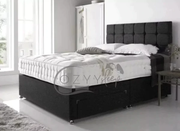 Black Linen Look Divan Bed - Cozyysleep Beds Wolverhampton Uk - Sale UPTO 65% Off at cozyysleep.co.uk