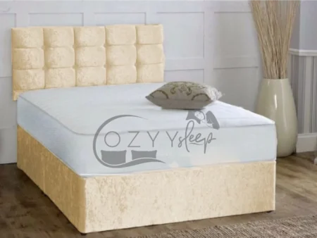 Champagne Crushed Velvet Single Divan Bed with Mattress