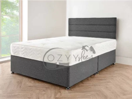 Luxury Linen Look Grey Bed with Mattress and Storage