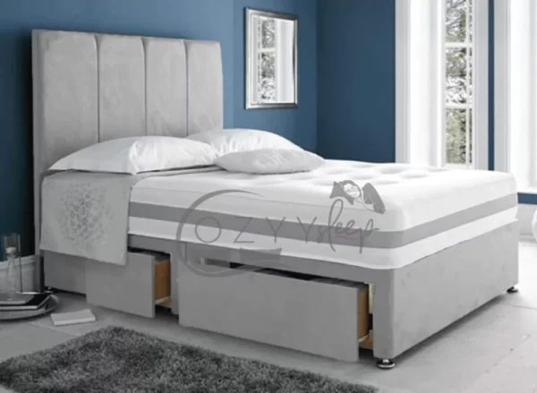 Divan Grey Suede 4FT6 Double Beds Storage Sale