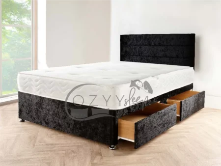 Giulietta Crushed Velvet Black Divan Bed Set