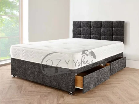 Charcoal Chenille 3FT Single Divan Beds with storage