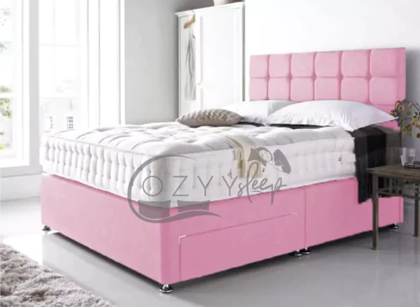 Pink Double Bed Frame - Pink Divan Beds - Single Bed Frame and Mattress