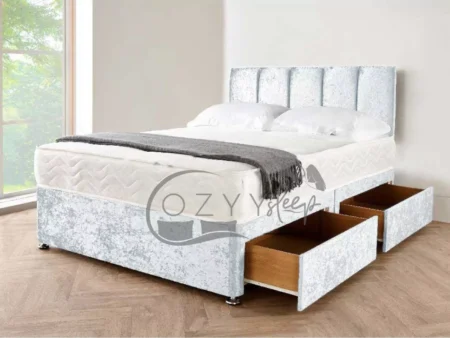 Modern Silver Crushed Velvet Divan Beds